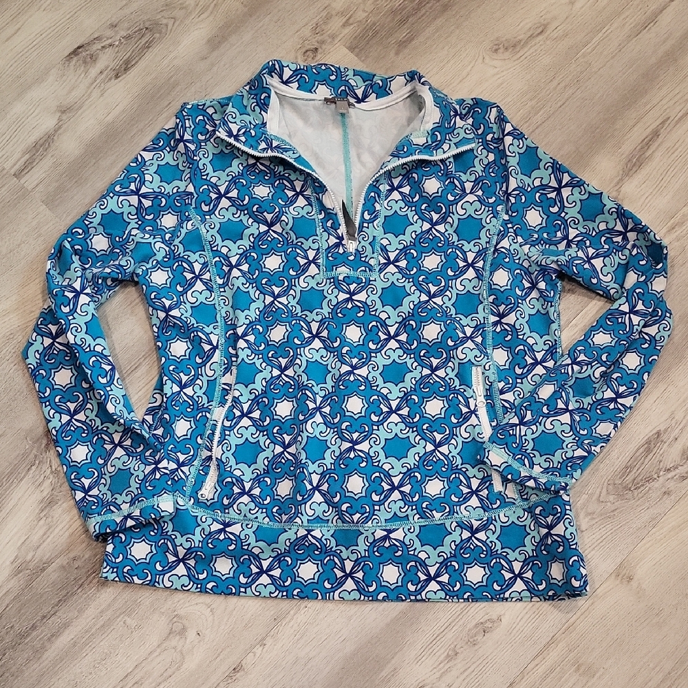 Talbots Blue and White Patterned Top